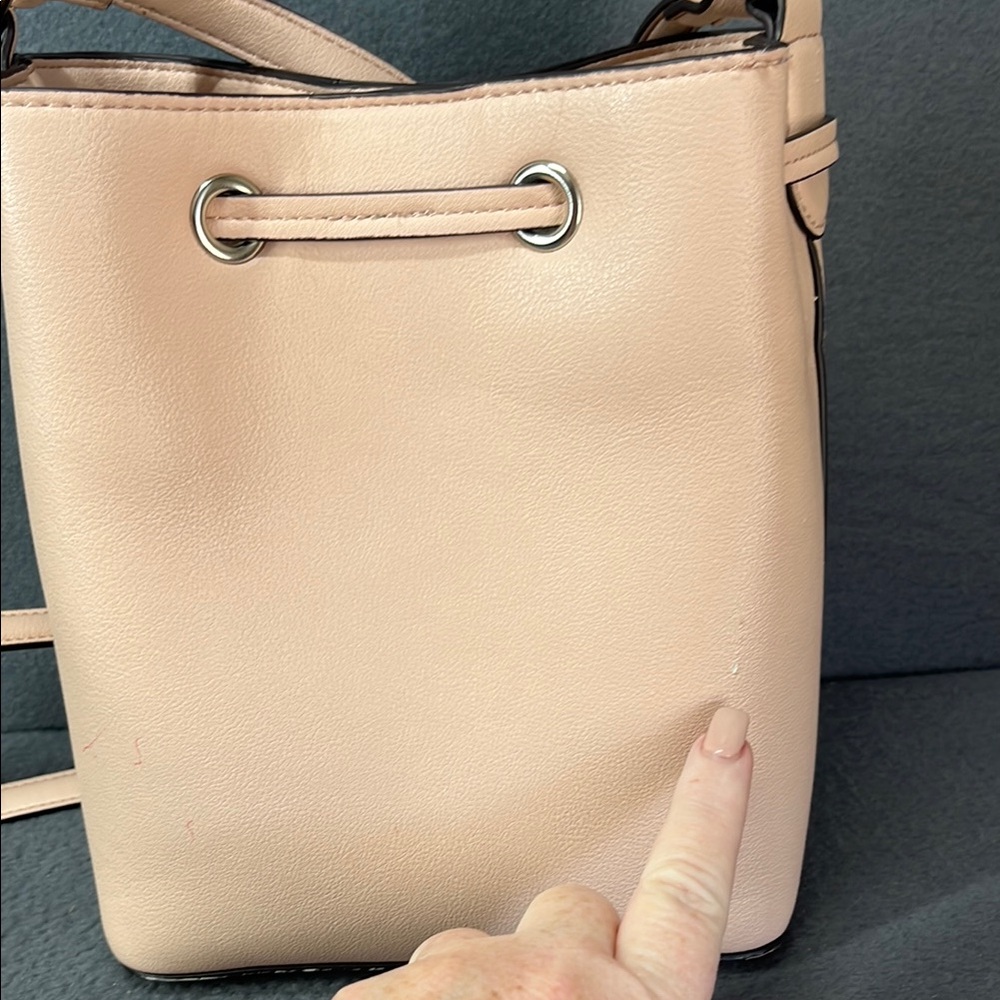 Chaps Pink Beige Crossbody Bucket Bag - Picture 6 of 16